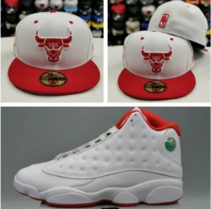 New Era Chicago Bulls fitted hat white, red colorway - New Era Bulls Fitted Matches Jordan 13 History of Flight Perfectly