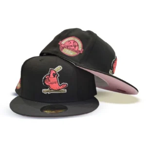 New Era St. Louis Cardinals fitted hat black, pink, cardinal colorway - 1964 World Series Fitted: New Era Drops Cardinals Championship Tribute in Black and Pink