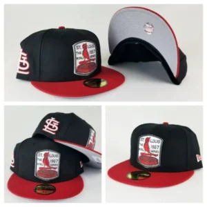 New Era St. Louis Cardinals fitted hat black, red, cardinal colorway - Cardinals Fans Get Clean Black and Red Fitted from New Era