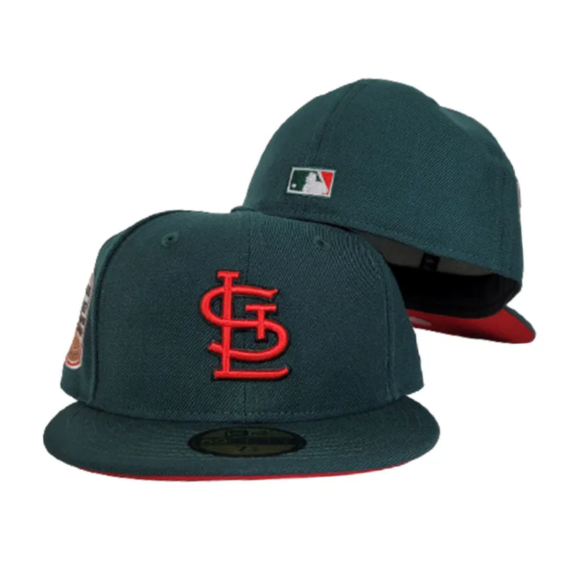 New Era St. Louis Cardinals fitted hat red, green, cardinal colorway - 1967 World Series Fitted: Cardinals Championship Tribute in Dark Green
