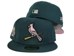 New Era St. Louis Cardinals fitted hat green, pink, cardinal colorway - 2009 All-Star Game Fitted: Dark Green Cardinals Cap Celebrates Baseball’s Midsummer Classic
