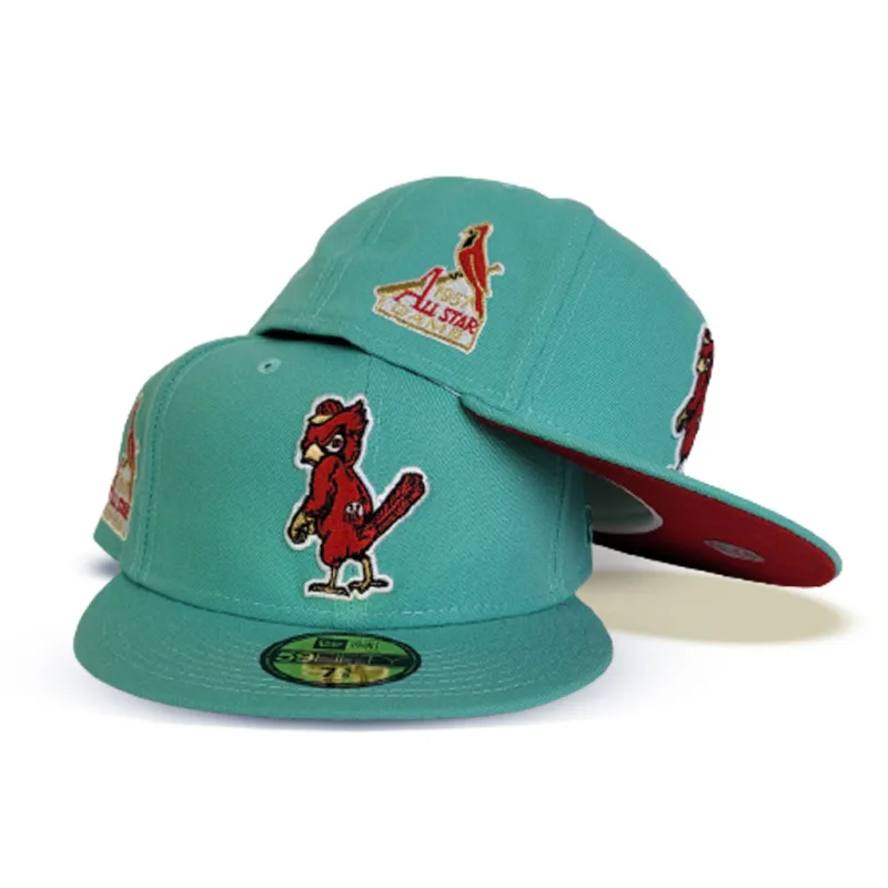 New Era St. Louis Cardinals fitted hat red, green, cardinal colorway - 1957 World Series Fitted: New Era’s Mint Green Cardinals Championship Tribute