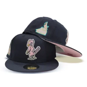 New Era St. Louis Cardinals fitted hat navy, blue, pink, cardinal colorway - 1957 All-Star Game Fitted: New Era’s Navy Cardinals Tribute with Pink Bottom