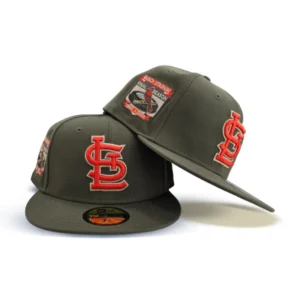 New Era St. Louis Cardinals fitted hat gray, green, olive, cardinal colorway - Final Season Fitted: New Era’s Olive Green Cardinals Commemorates Busch Stadium’s Last Hurrah