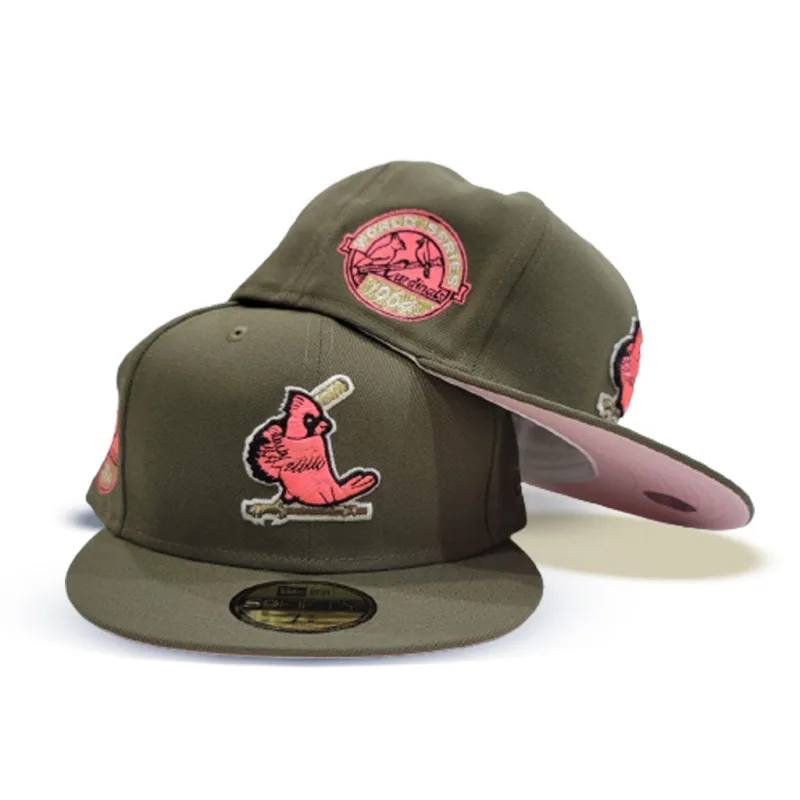 New Era St. Louis Cardinals fitted hat green, pink, olive, cardinal colorway - 1964 World Series Fitted: New Era’s Olive Green Cardinals Championship Tribute