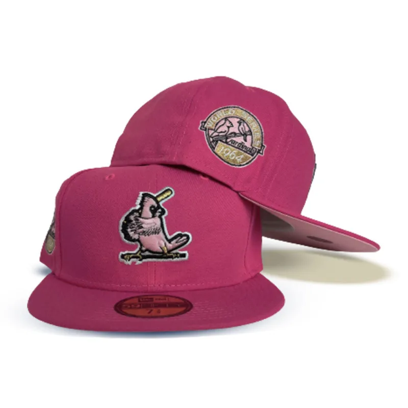 New Era St. Louis Cardinals fitted hat pink, cardinal colorway - 1964 World Series Fitted: New Era’s Pink Cardinals Championship Tribute
