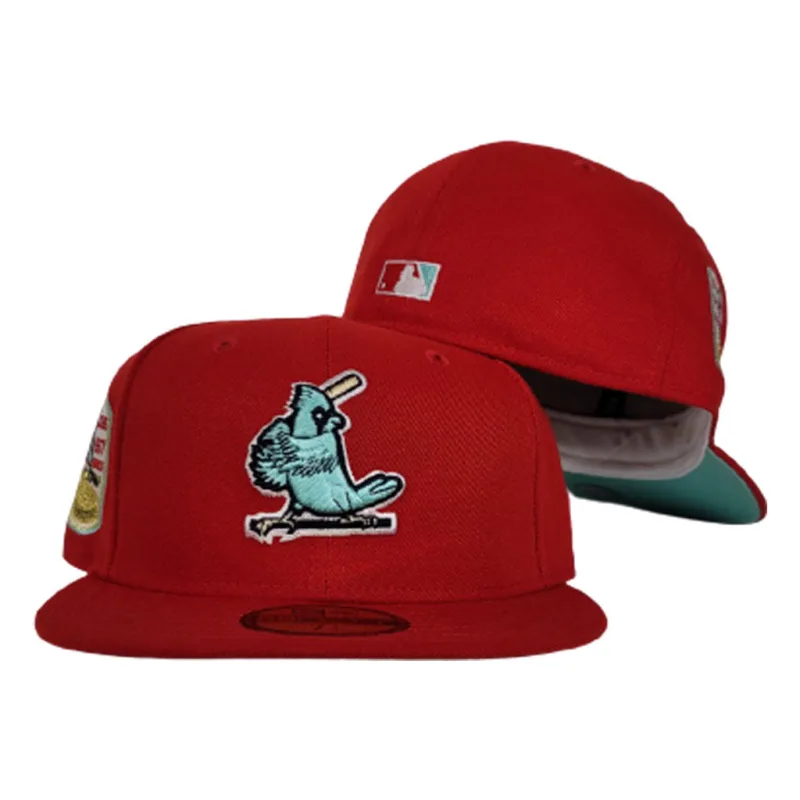 New Era St. Louis Cardinals fitted hat red, green, cardinal colorway - 1967 World Series Fitted: New Era Drops Cardinals Championship Tribute with Mint Green Bottom