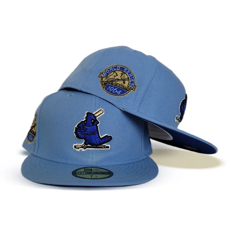 New Era St. Louis Cardinals fitted hat blue, royal, cardinal colorway - 1964 World Series Fitted: New Era Honors Cardinals Championship with Sky Blue Tribute