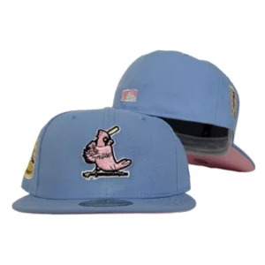 New Era New York Yankees fitted hat blue, pink, cardinal colorway - 1967 World Series Fitted: New Era Honors Cardinals Championship with Sky Blue Pink Bottom 59FIFTY