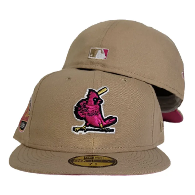 New Era St. Louis Cardinals fitted hat pink, tan, cardinal colorway - 1964 World Series Fitted: New Era’s Tan Cardinals Championship Tribute