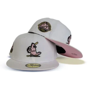 New Era St. Louis Cardinals fitted hat white, pink, cardinal colorway - 1964 World Series Fitted: New Era Drops Cardinals Championship Tribute with Pink Bottom