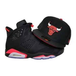 New Era Chicago Bulls fitted hat black, red, infrared colorway - New Era Bulls Fitted Perfectly Matches Jordan 6 Black Infrared OG