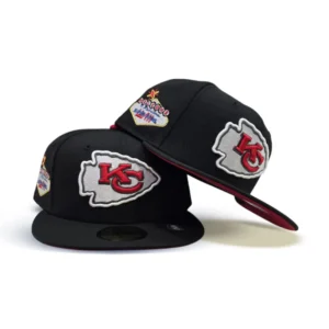 New Era Kansas City Chiefs fitted hat black, red colorway - Super Bowl LVIII Fitted: New Era Drops Chiefs Championship Side Patch Tribute