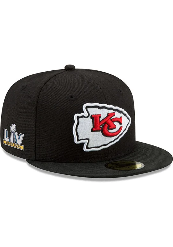 New Era Kansas City Chiefs fitted hat black colorway - Super Bowl LV Fitted: New Era Drops Chiefs Black Championship Side Patch 59FIFTY