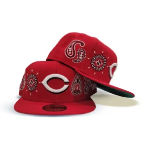 New Era Cincinnati Reds fitted hat red, green colorway - New Era Drops Red Cincinnati Reds Fitted with Paisley Elements Design