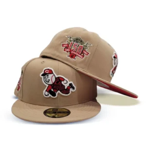 New Era Cincinnati Reds fitted hat red, tan colorway - Cincinnati Reds 150th Anniversary Fitted: New Era Celebrates Baseball’s First Professional Team