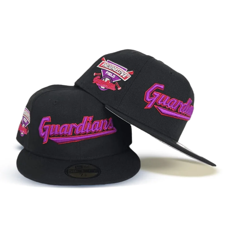 New Era Cleveland Guardians fitted hat black, gray colorway - Cleveland Guardians Drop Clean Black Fitted with Progressive Field Side Patch