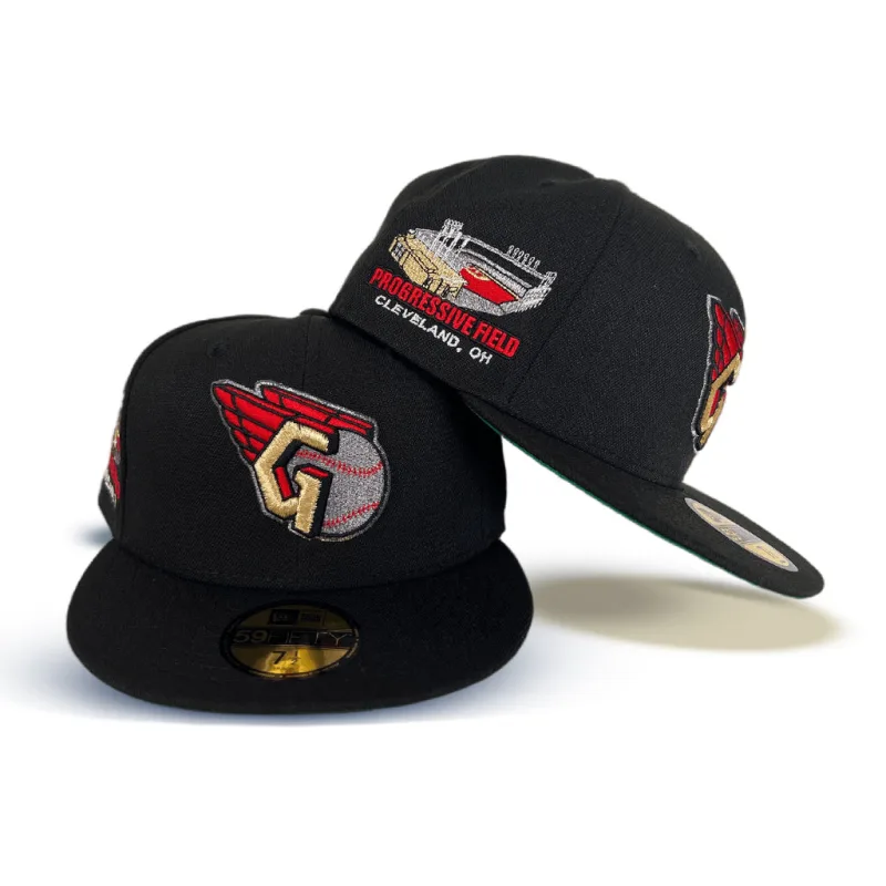 New Era Cleveland Guardians fitted hat black, green colorway - New Era Drops Clean Cleveland Guardians Fitted with Progressive Field Side Patch