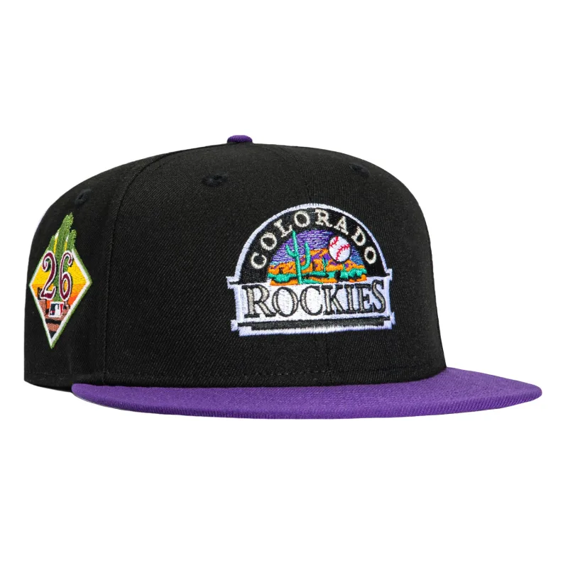 New Era Colorado Rockies fitted hat Black, Purple colorway - New Era Drops Clean Colorado Rockies Fitted with 2026 Spring Training Patch