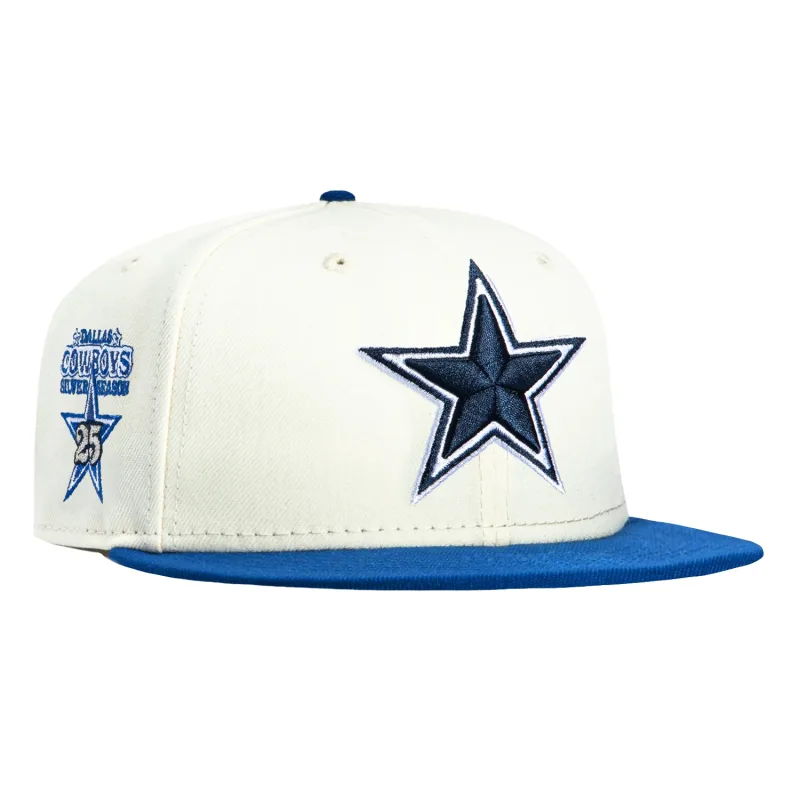 New Era Dallas Cowboys fitted hat White, Royal colorway - 25th Anniversary Fitted: New Era Celebrates Cowboys Milestone with White and Royal 59FIFTY