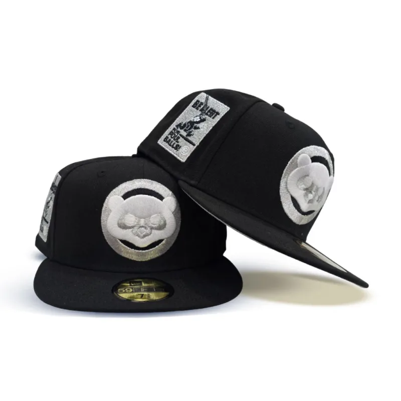 New Era Chicago Cubs fitted hat black, gray colorway - Cubs Collectors Alert: New Era Drops Sharp Black Fitted with Foul Ball Side Patch