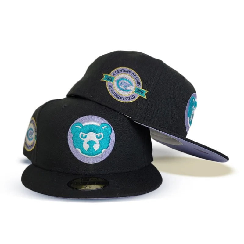 New Era Chicago Cubs fitted hat black colorway - Cubs Fans Get Clean Black Fitted with Century Wrigley Field Patch