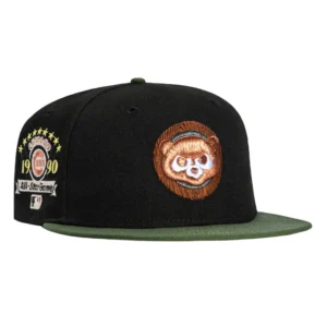 New Era Chicago Cubs fitted hat Black, Olive colorway - Midsummer Classic Fitted: New Era Cubs 1990 All-Star Game Wood Hat Drops in Black/Olive