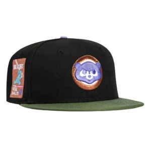 New Era Chicago Cubs fitted hat Black, Olive, Purple, Metallic Copper colorway - New Era Drops Vintage Cubs Fitted with 1979 ‘Be Alert For Foul Balls’ Patch