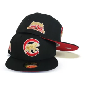 New Era Chicago Cubs fitted hat black, red colorway - Cubs Fans Get a Clean Black Fitted with Wrigley Field Side Patch