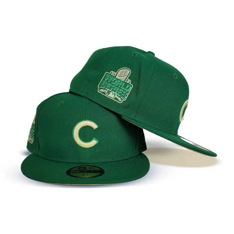 New Era Chicago Cubs fitted hat green, yellow, kelly green colorway - 2016 World Series Fitted: New Era’s Kelly Green Cubs Championship Tribute