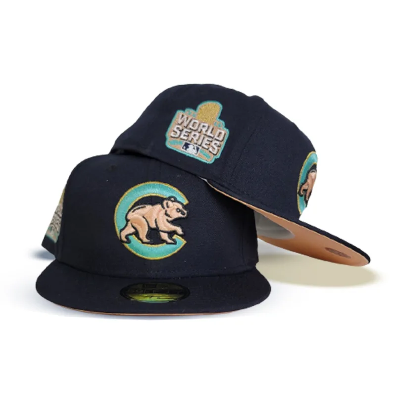 New Era Chicago Cubs fitted hat navy, blue colorway - 2016 World Series Champions Fitted: New Era Cubs Navy Peach Bottom Commemorates Historic Drought-Breaker