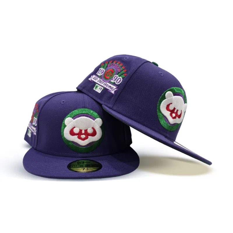 New Era Chicago Cubs fitted hat green, purple colorway - 1990 All-Star Game Fitted: New Era Drops Purple Cubs Tribute with Green Bottom