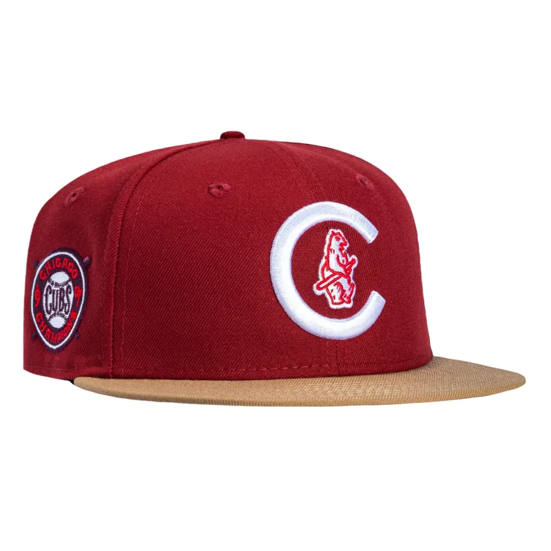 New Era Chicago Cubs fitted hat Red, Tan colorway - 1907 World Series Fitted: New Era’s Just Desserts Cubs Championship Tribute in Red and Tan