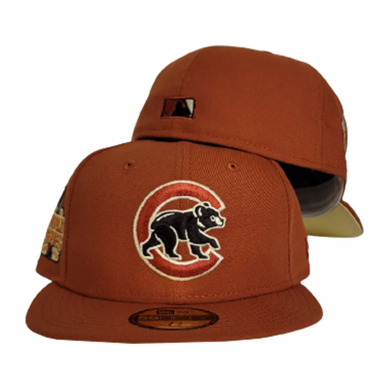 New Era Chicago Cubs fitted hat orange, yellow colorway - 2016 World Series Fitted: New Era’s Cubs Championship Tribute in Rust Orange