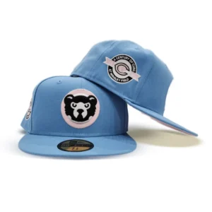 New Era Chicago Cubs fitted hat blue, pink colorway - Cubs Fans Get Clean Sky Blue Fitted with Century Wrigley Field Patch