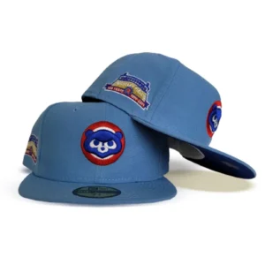 New Era Chicago Cubs fitted hat blue, royal colorway - Cubs Drop Sky Blue Fitted with Wrigley Field Side Patch