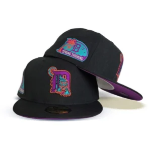 New Era Detroit Tigers fitted hat black, purple colorway - Detroit Tigers Spring Training Fitted Hits Different with Grape Purple Bottom