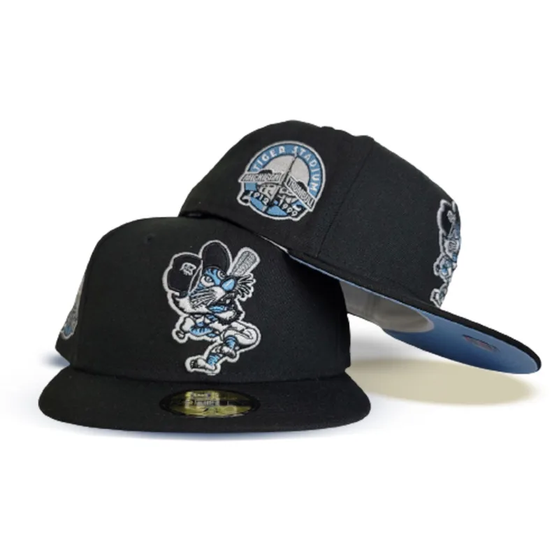 New Era Detroit Tigers fitted hat black, blue colorway - Detroit Tigers Drop Fresh Black Fitted with Icy Blue Bottom at Tiger Stadium