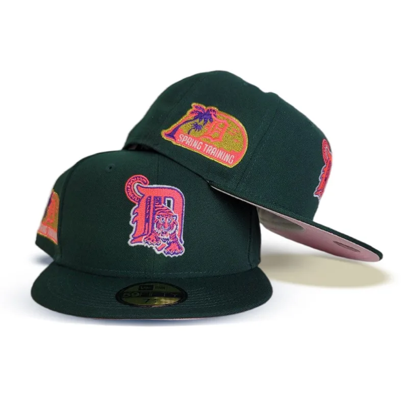 New Era Detroit Tigers fitted hat green, pink colorway - Detroit Tigers Drop Fresh Green Fitted with Pink Bottom for Spring Training