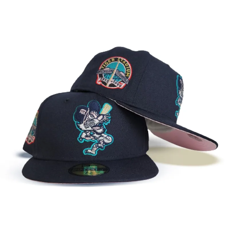 New Era Detroit Tigers fitted hat navy, pink colorway - New Era Drops Clean Detroit Tigers Fitted with Tiger Stadium Side Patch