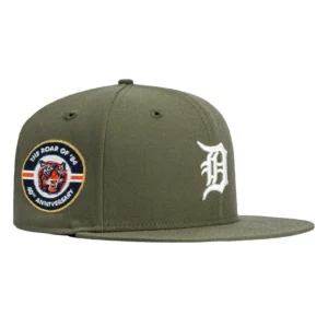 New Era Detroit Tigers fitted hat Olive, Ivory colorway - 40th Anniversary Fitted: New Era Celebrates Detroit Tigers Milestone in Olive and Ivory