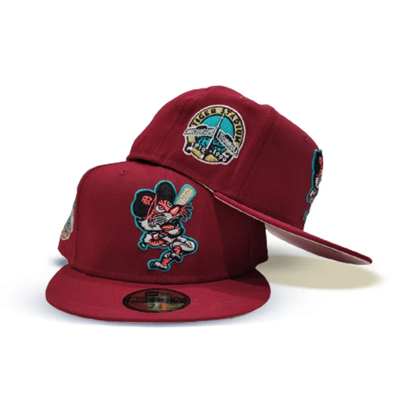 New Era Detroit Tigers fitted hat red, pink colorway - Detroit Tigers Drop Fire Red and Pink Fitted with Tiger Stadium Side Patch