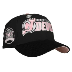 New Era New Jersey Devils fitted hat black, pink colorway - Devils Anniversary Fitted: New Era’s Pink Corduroy Script Celebrates 20 Years of Jersey Hockey