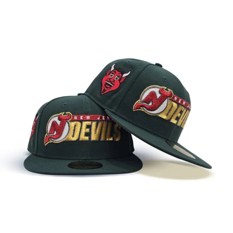 New Era New Jersey Devils fitted hat gray, green colorway - New Era Devils Fitted Gets Dark Green Makeover with Mascot Side Patch