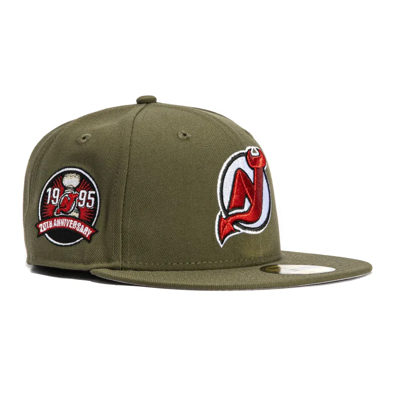New Era New Jersey Devils fitted hat Olive colorway - Devils Dynasty Fitted: New Era Celebrates 20 Years Since New Jersey’s Championship Glory