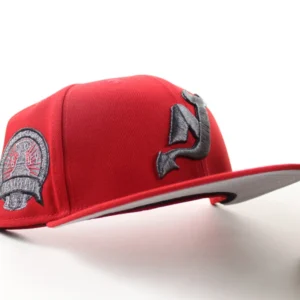 New Era New Jersey Devils fitted hat Scarlet Red Gray Under Brim colorway - 2003 Stanley Cup Champions Fitted: New Era Drops Devils Championship Tribute