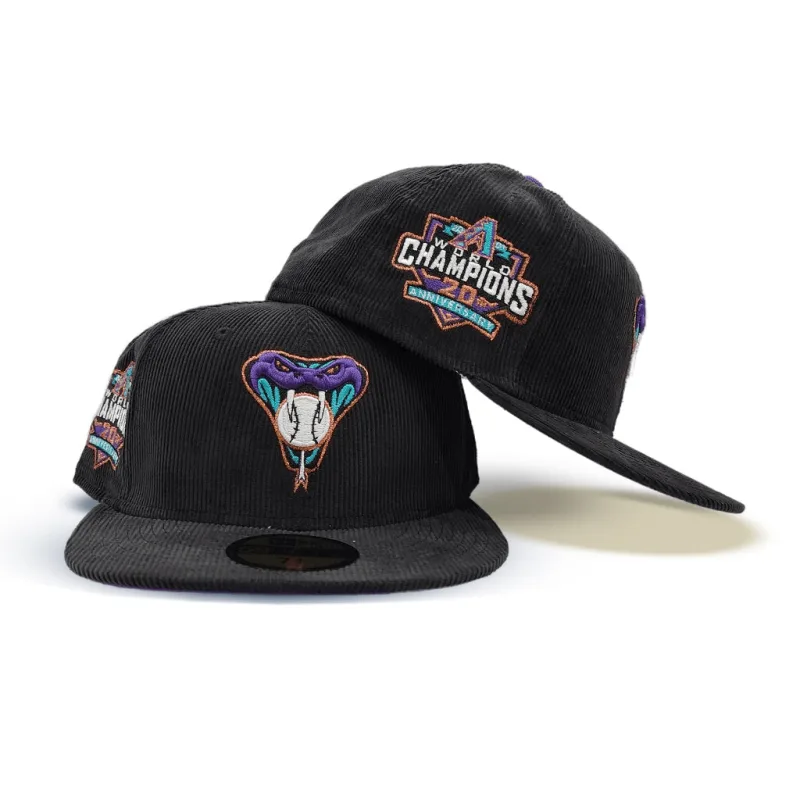 New Era Arizona Diamondbacks fitted hat black, purple colorway - Desert Anniversary Fitted: New Era’s Black Corduroy Diamondbacks 20th Celebration