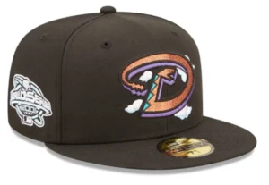 New Era Arizona Diamondbacks fitted hat black, blue colorway - 2001 World Series Fitted: New Era’s Black Diamondbacks Championship Comic Cloud Drop