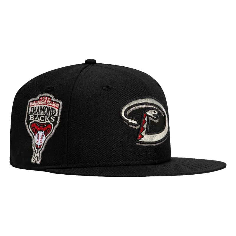 New Era Arizona Diamondbacks fitted hat Black, Metallic Silver, Red colorway - New Era Drops Clean Diamondbacks Fitted with Inaugural Patch