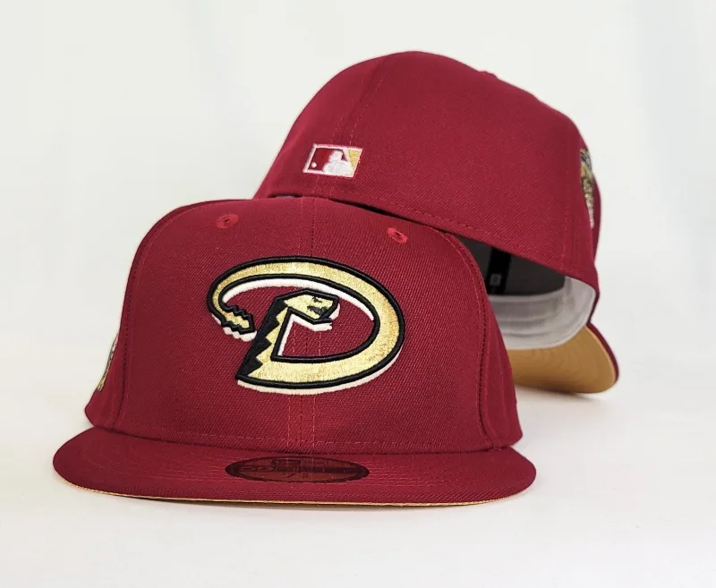 New Era Arizona Diamondbacks fitted hat burgundy, gold colorway - 1998 Inaugural Season Fitted: New Era Drops Burgundy Arizona Diamondbacks Gold Bottom